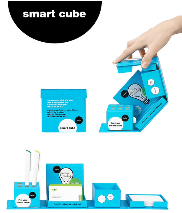 Smart Cube, kartonnen kubus, bureauhouder