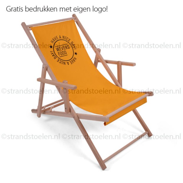 Logo, strandstoel, korte levertijd, bestellen
